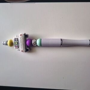 White Hello Spring Beaded Ink Pen